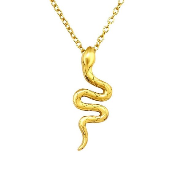 14K Gold Vermeil Snake Necklace - Picture 1 of 13